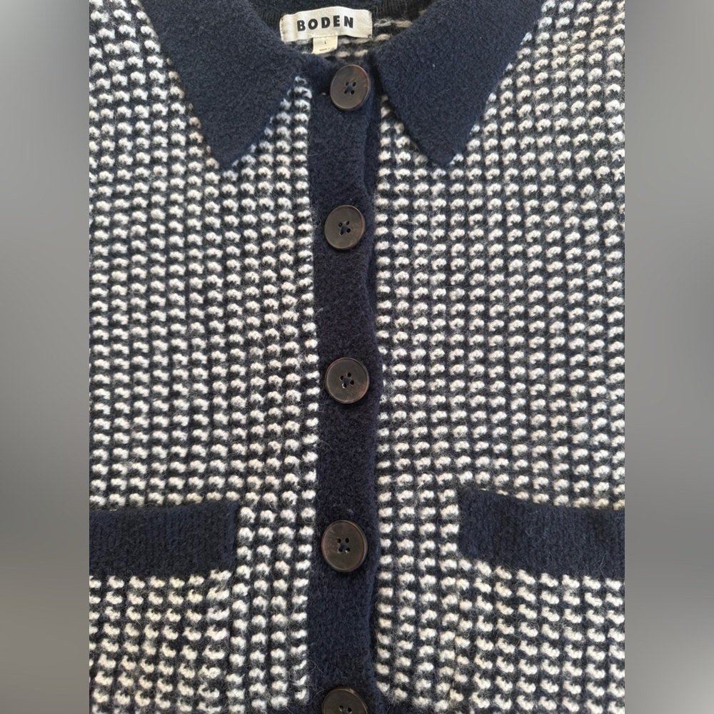 Boden Black and White Short Sleeve Cardigan - Picture 3 of 4